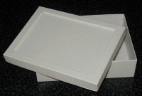 Pappbox  Rechteck, wei� mit Vertiefung