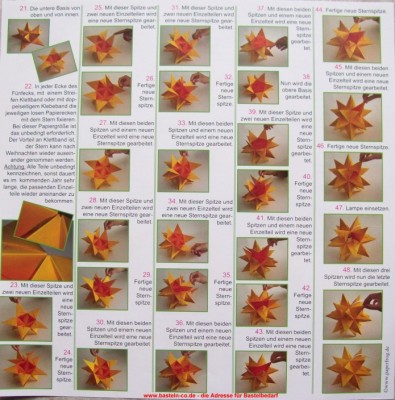 Faltanleitung für Bascetta Sterne